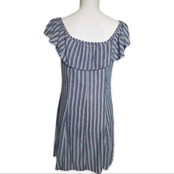 American Eagle Off the Shoulder Blue and White Striped Dress - Picture 3 of 8